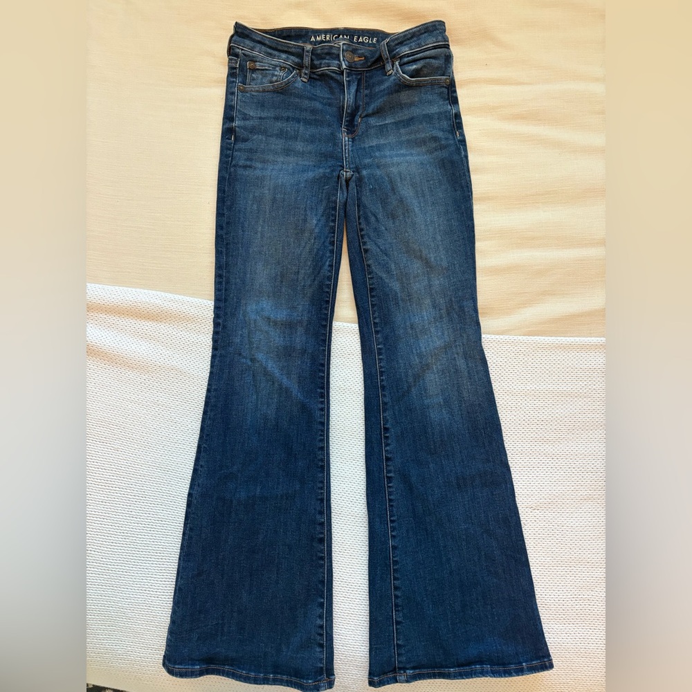 American Eagle Outfitters Blue Flare Wide Leg Jeans